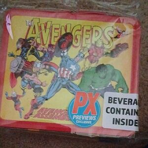 Marvel Avengers Red and Yellow Lunch Box W/thermos